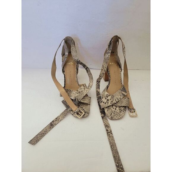 Banana Republic Women's Snake Print Crisscross Ankle Strap Heeled Sandals Size 6 - Picture 1 of 6